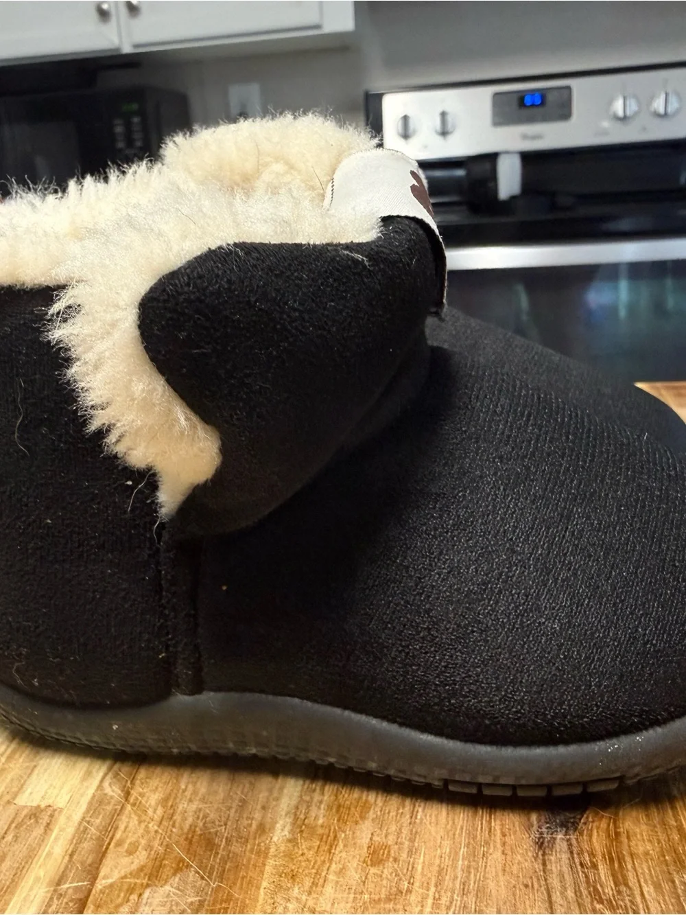 Kids Black Faux-Fur Lined Snow Boots